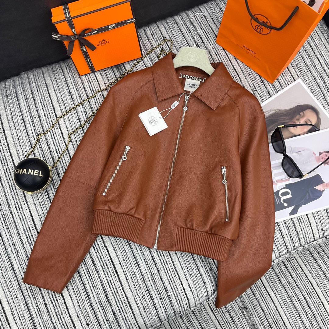 Кожаный бомбер Hermes
