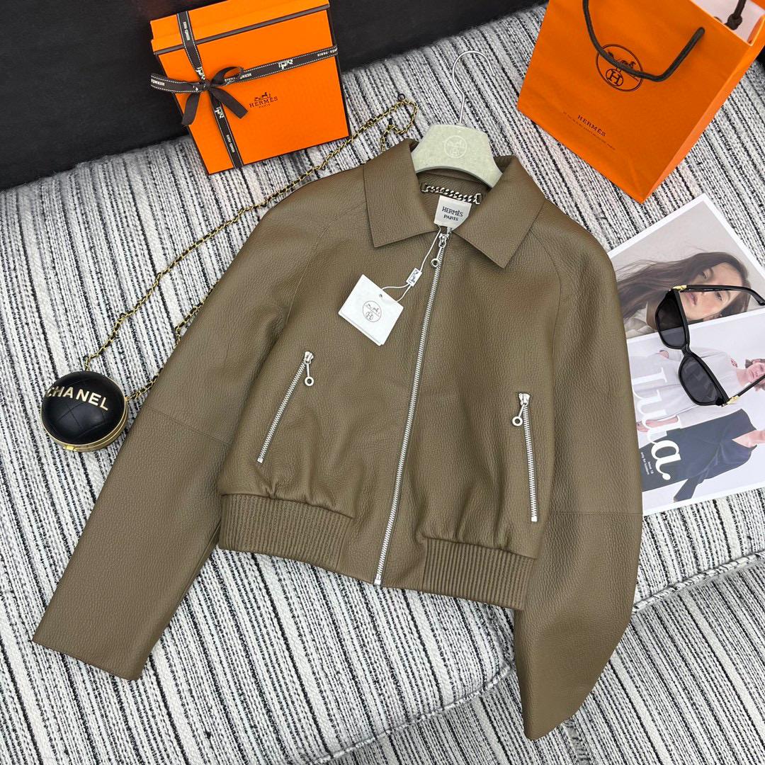 Кожаный бомбер Hermes